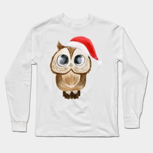 Holiday Owl Watercolor Art Long Sleeve T-Shirt